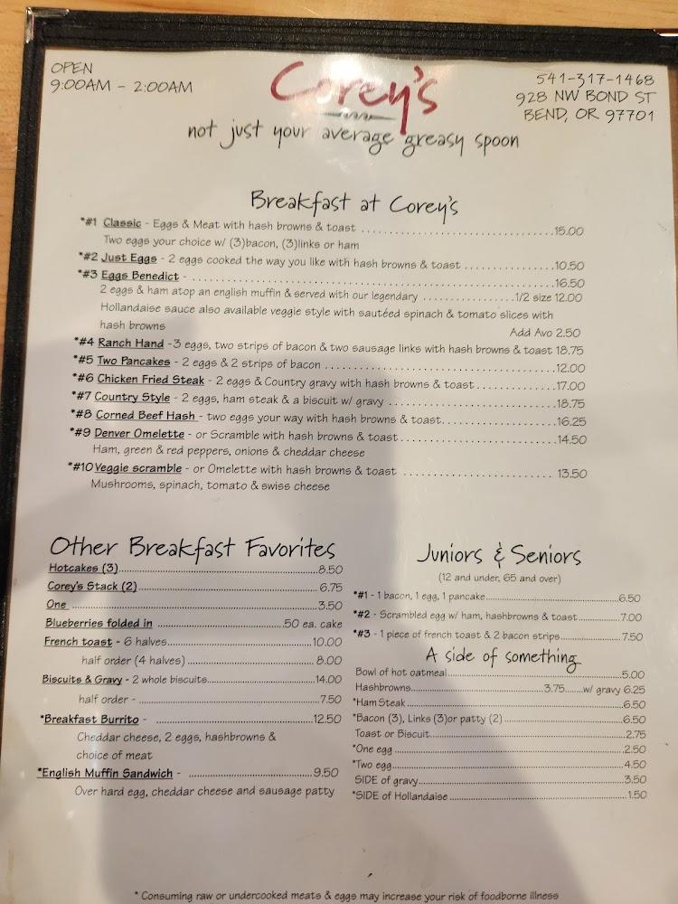 Corey's Bar & Grill Menu image 1